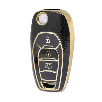 Nano High Quality Gold Leather Cover For Chevrolet Flip Remote...