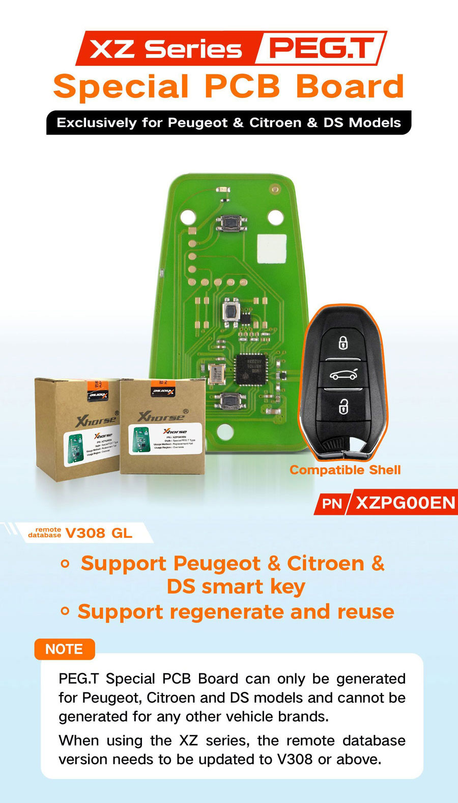 New Xhorse XZPG00EN Special PCB Remote Key 3 Buttons Exclusively for Peugeot Citroen DS Support regenerate and reuse  | Emirates Keys