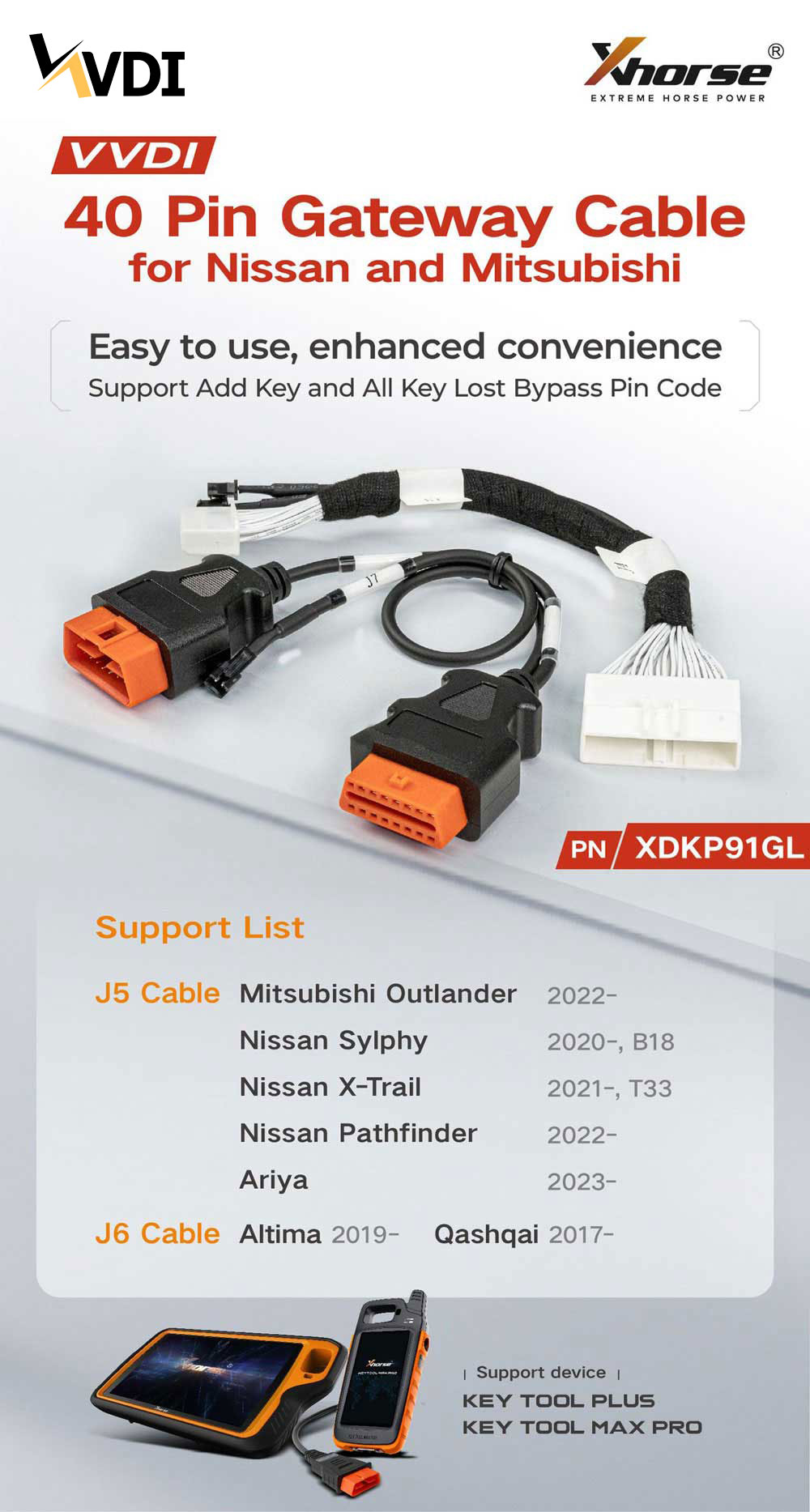 New Xhorse XDKP91GL Nissan 40 PIN Gateway Adapter for Nissan and Mitsubishi Works with VVDI Key Tool Plus and Key Tool Max Pro | Emirates Keys